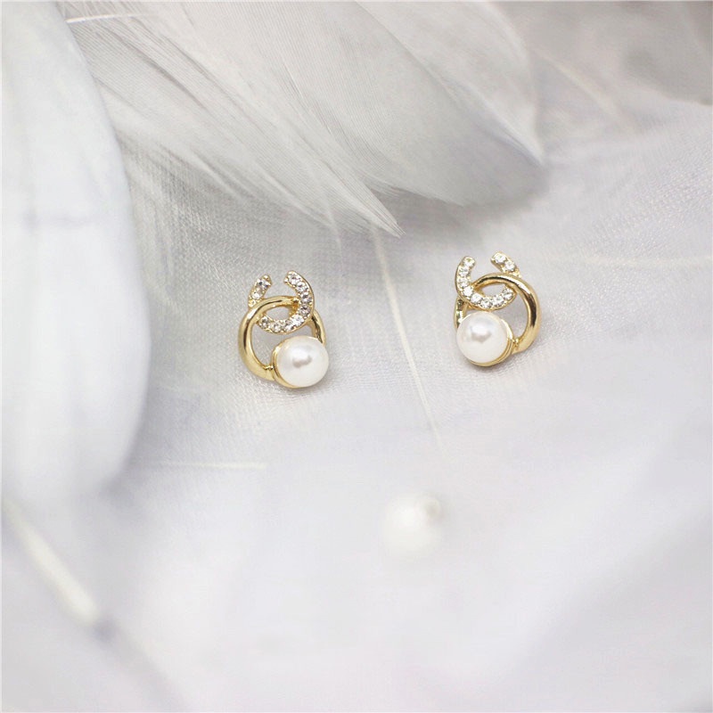 Bông Tai Bạc 925 Đính Đá Ngọc Trai Thời Trang Cao Cấp Đơn Giản