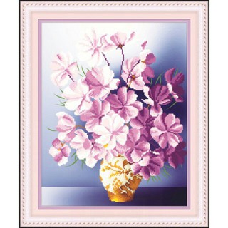 Tranh Thêu Chữ Thập 5d Bình Hoa Tím < 53526 > Chưa Thêu