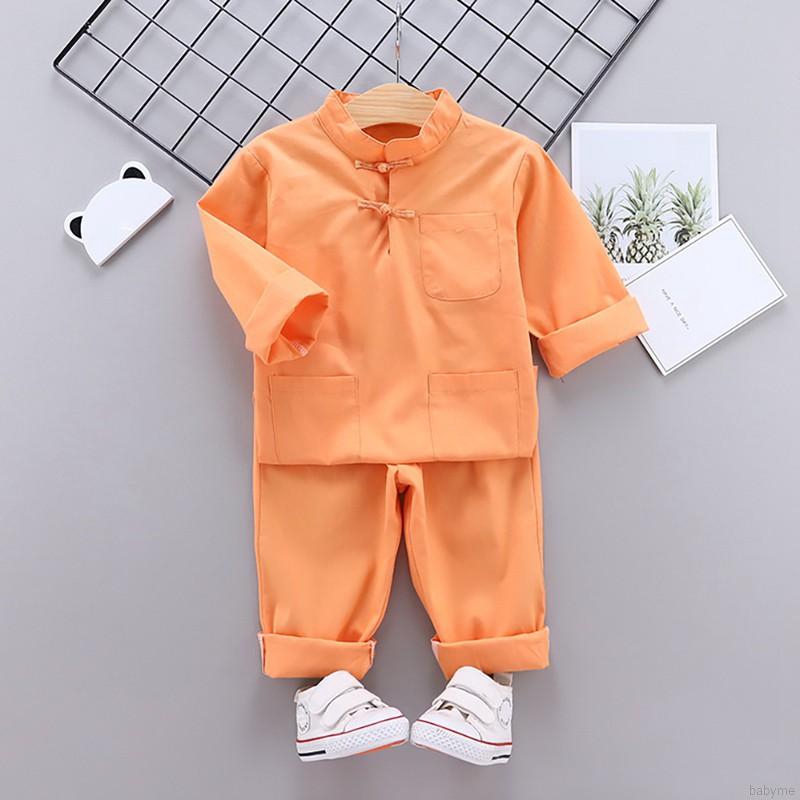 ♕ babyme ღ Baby Boy Cotton Long Sleeve Solid Soft Shirt Tops Shirts +Long Trousers Set