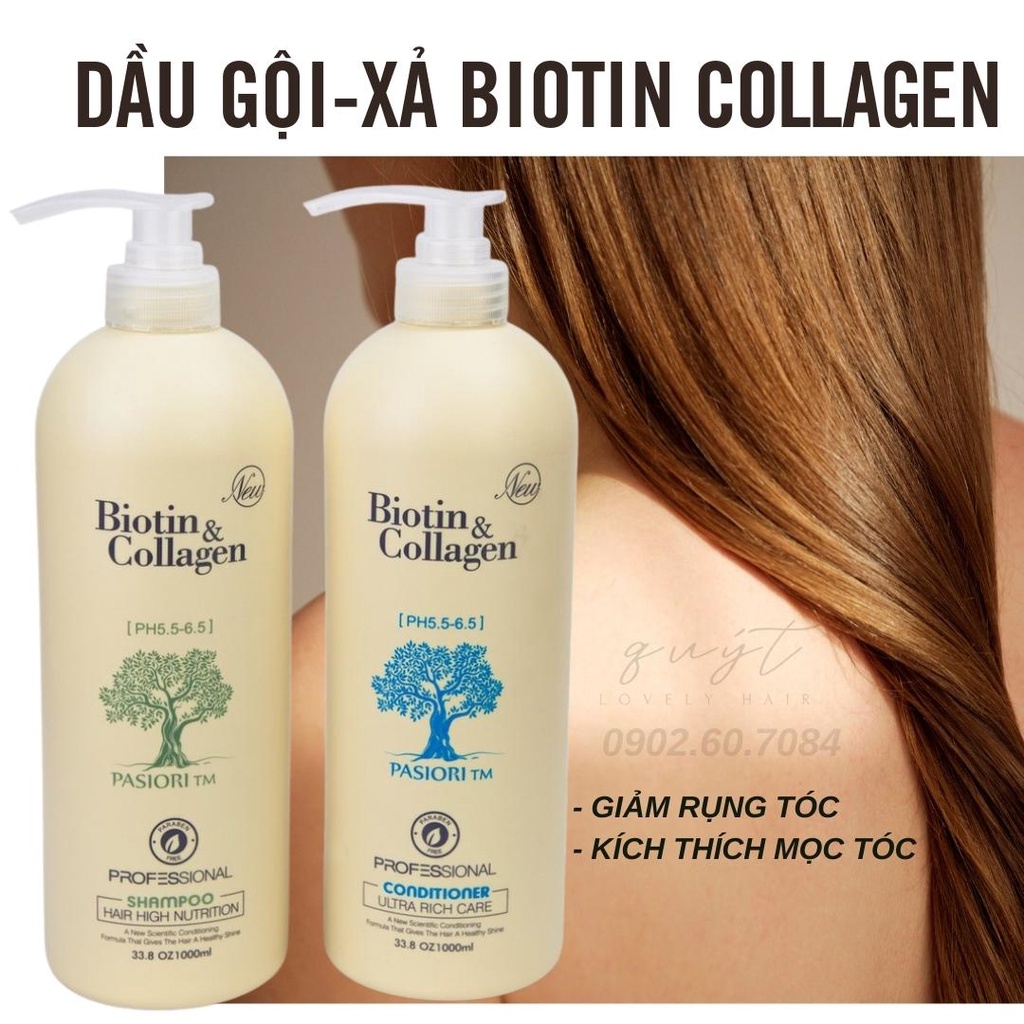 DẦU GỘI XẢ BIOTIN COLLAGEN (TRẮNG) PHỤC HỒI CHỐNG RỤNG TÓC KÍCH THÍCH MỌC TÓC 1000ML