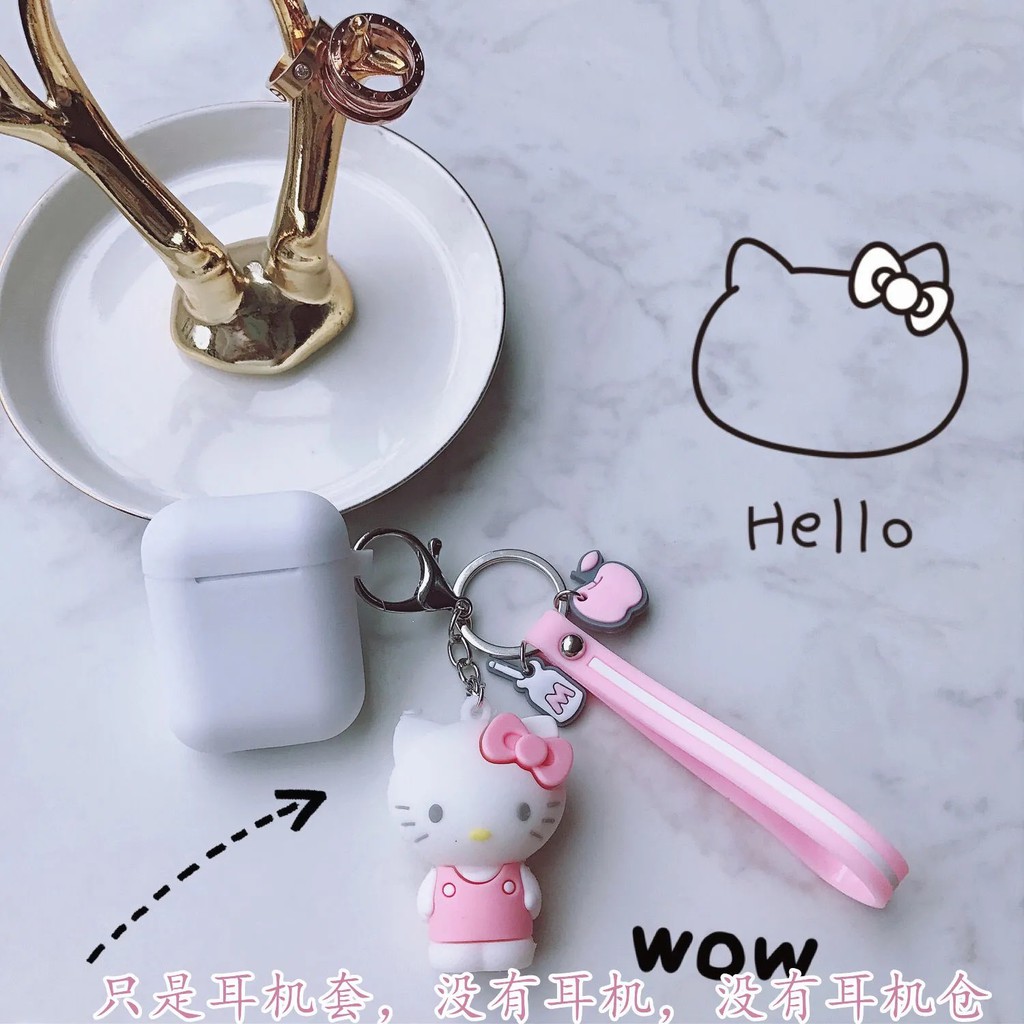 Vỏ bảo vệ hộp sạc tai nghe họa tiết hoạt hình kèm mặt treo trang trí thích hợp cho Airpods 1/ 2/ pro