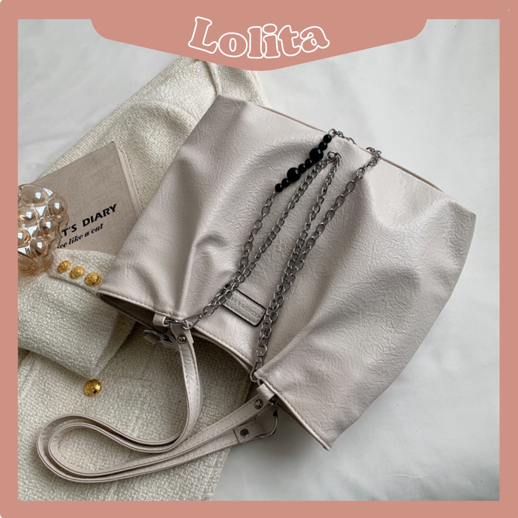 Túi Xách Tote Da Nhăn Bản To Công Sở Vintage LOLITA