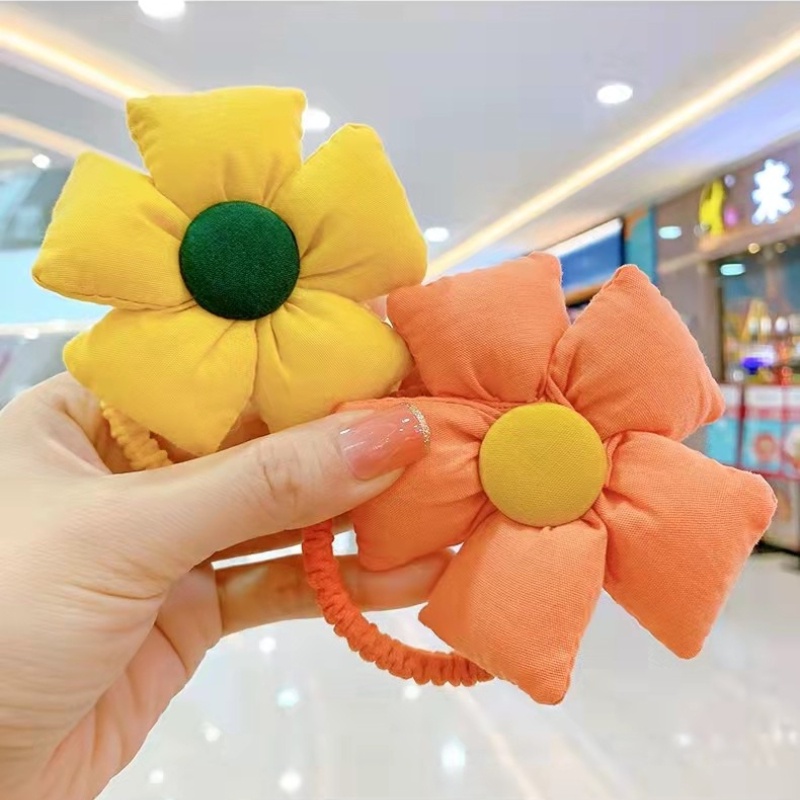 Dây Buộc Tóc Cao Su Co Giãn Tốt Đính Hoa Nhỏ Xinh Xắn Cho Bé Gái