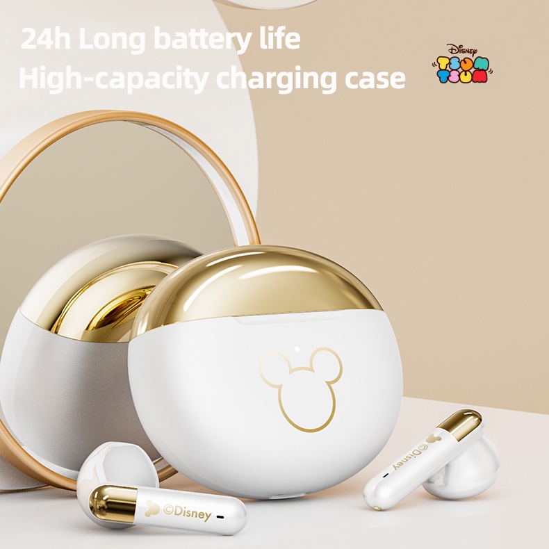 Tai nghe nhét tai DISNEY F5 không dây Bluetooth V5.3 âm thanh nổi rõ ràng giảm tiếng ồn thời lượng pin siêu dài có micro
