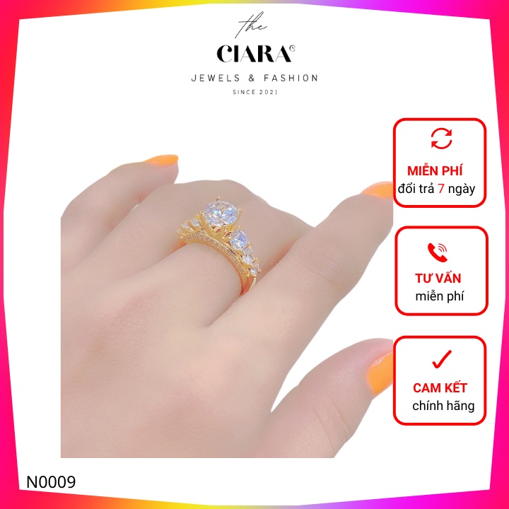 Nhẫn Nữ✨𝐌𝐚̂̃𝐮 𝐌𝐨̛́𝐢 𝟐𝟎𝟐𝟏✨ Nhẫn Mạ Vàng 18K Đính Đá CZ CIARA- Kiểu dáng Sang Trọng, Qúy Phái - N0009