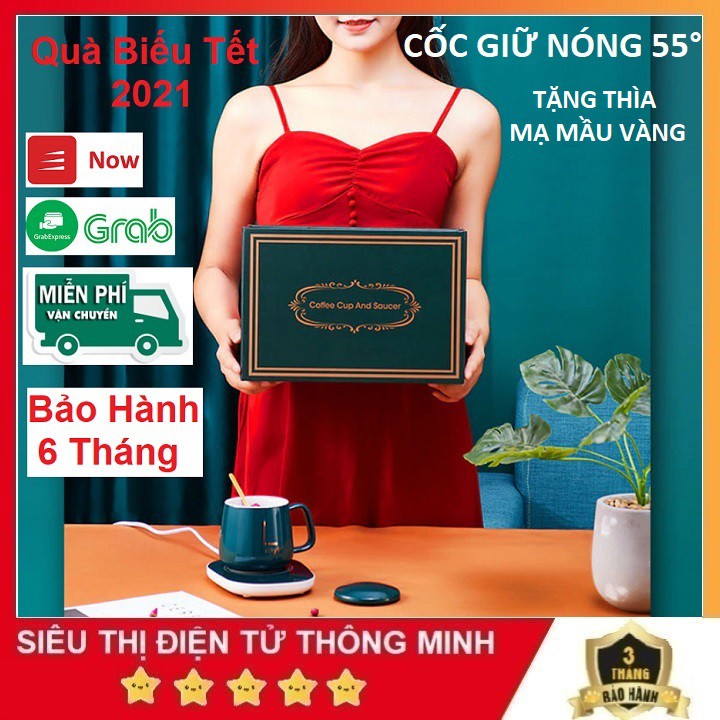 Bộ Cốc Hâm Nóng 55 Độ Thông Minh , Tặng Thìa Mạ Vàng Cao Cấp - Cốc Uống Trà - Cafe - Sữa Nóng