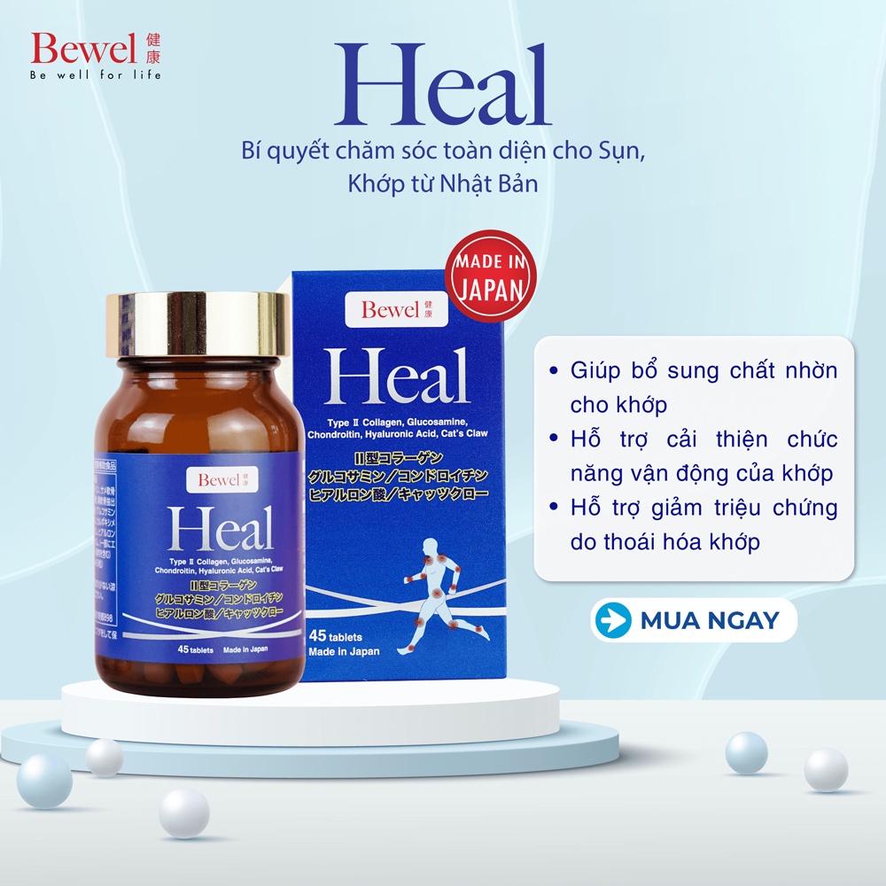 Viên Uống Xương Khớp Bewel Heal Giúp Giảm Đau Xương Khớp, Vận Động Dễ Dàng (Hộp 45 Viên)