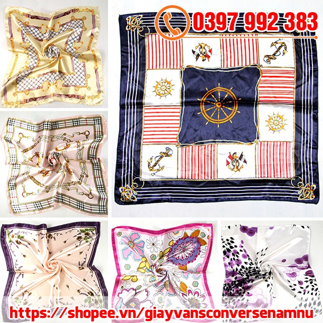 Khăn Lụa Turban Vuông Satin 50x50 cm Đa Năng