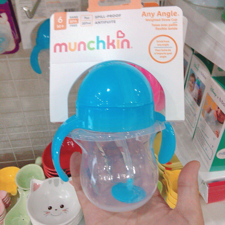 Bình munchkin 200ml cho bé tập uống nước có ống hút