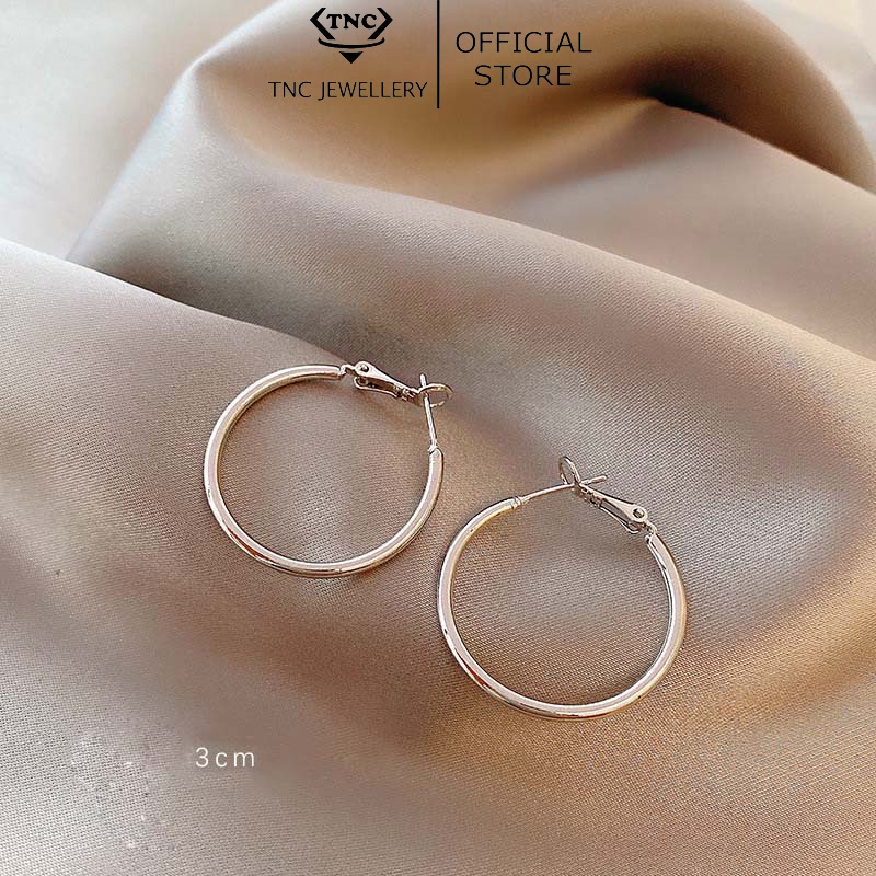 Bông Tai Xi Bạc 925 Tròn Size Lớn Cao Cấp -Trang Sức TNC JEWELLERY