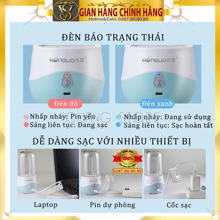 [ BẢN MỚI-LOẠI 1] Máy xay sinh tố cầm tay mini sạc pin/ Máy xay cầm tay mini đa năng xay thịt, xay hoa quả Honguo