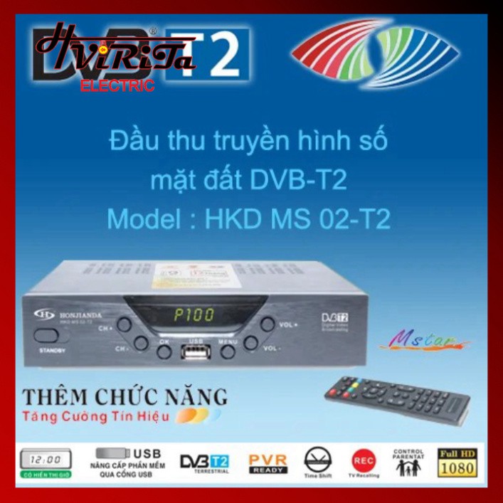 [FREESHIP 70K] Đầu thu kỹ thuật số DVB T2 Honjianda MS01 MS02 tặng an ten 113 và 15m cáp HVIRITA