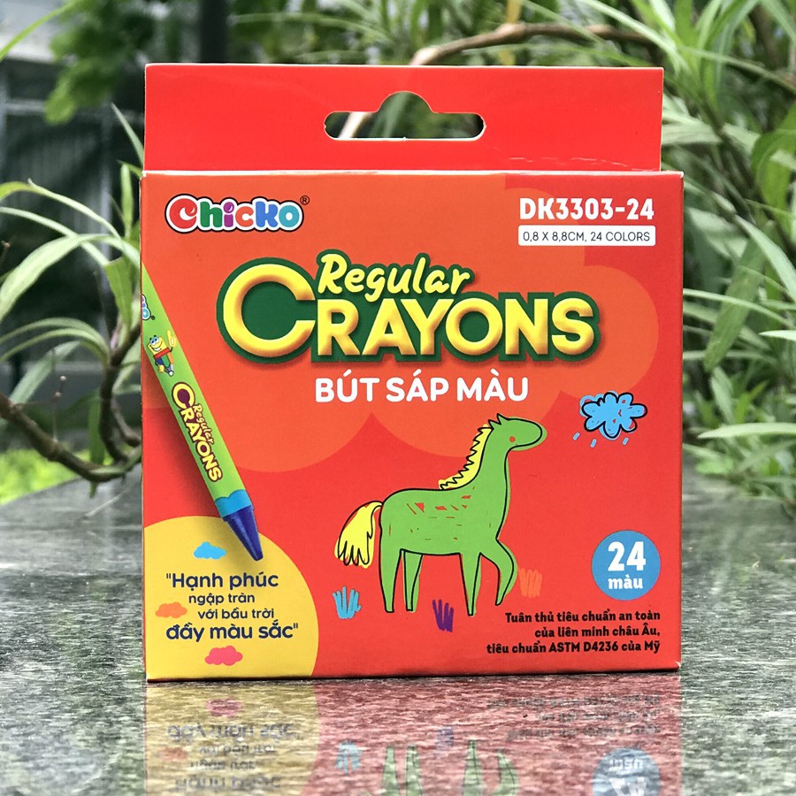 Bút Sáp Màu Duka: Bút Sáp Màu Regular Crayons (24 Màu) DK 3303-24