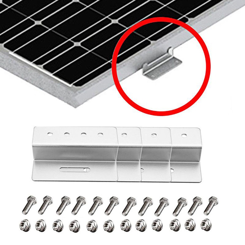 Bộ 4 Giá Đỡ Tấm Pin Năng Lượng Mặt Trời Kèm Đai Ốc Và Bu Lông