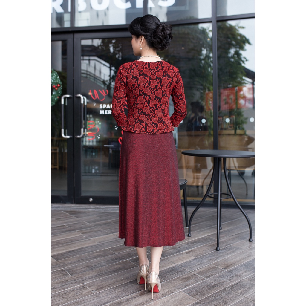 Váy đầm trung niên Ladyshop thời trang nữ thiết kế kết cườm cao cấp TK696