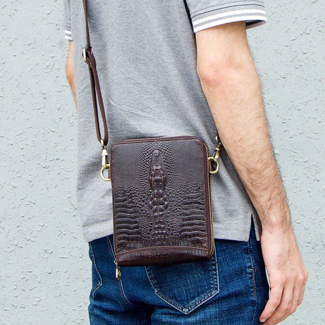 TÚI ĐEO CHÉO DA BÒ VÂN CÁ SẤU - 2116409