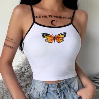 Áo Croptop Hoạ Tiết Bướm Thiết Kế Hở Lưng Quyến Rũ