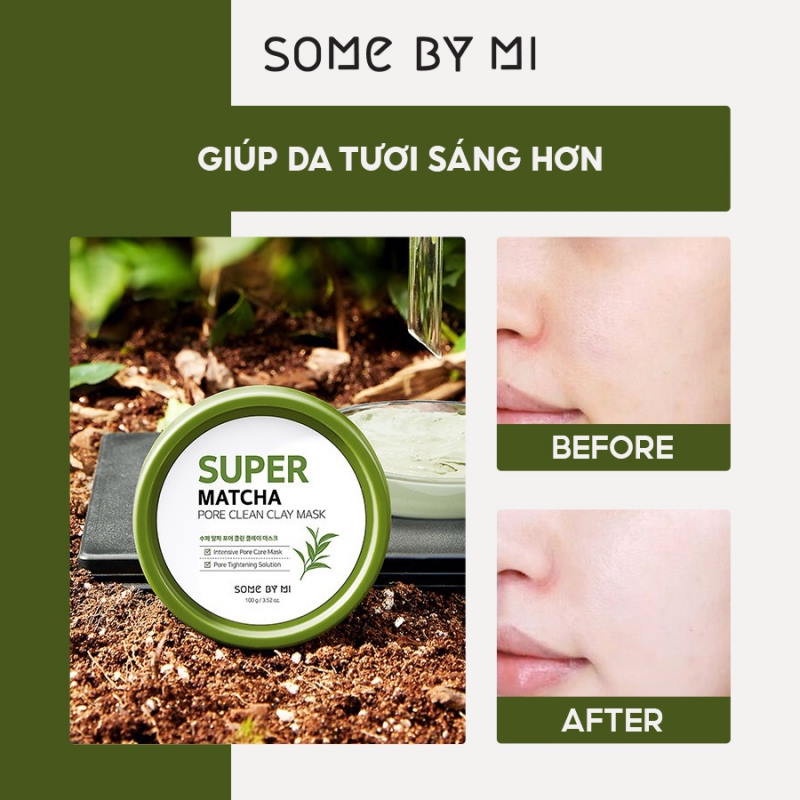 Mặt Nạ Đất Sét Giúp Se Khít Lỗ Chân Lông Some By Mi Super Matcha Pore Clean Clay Mask 100g