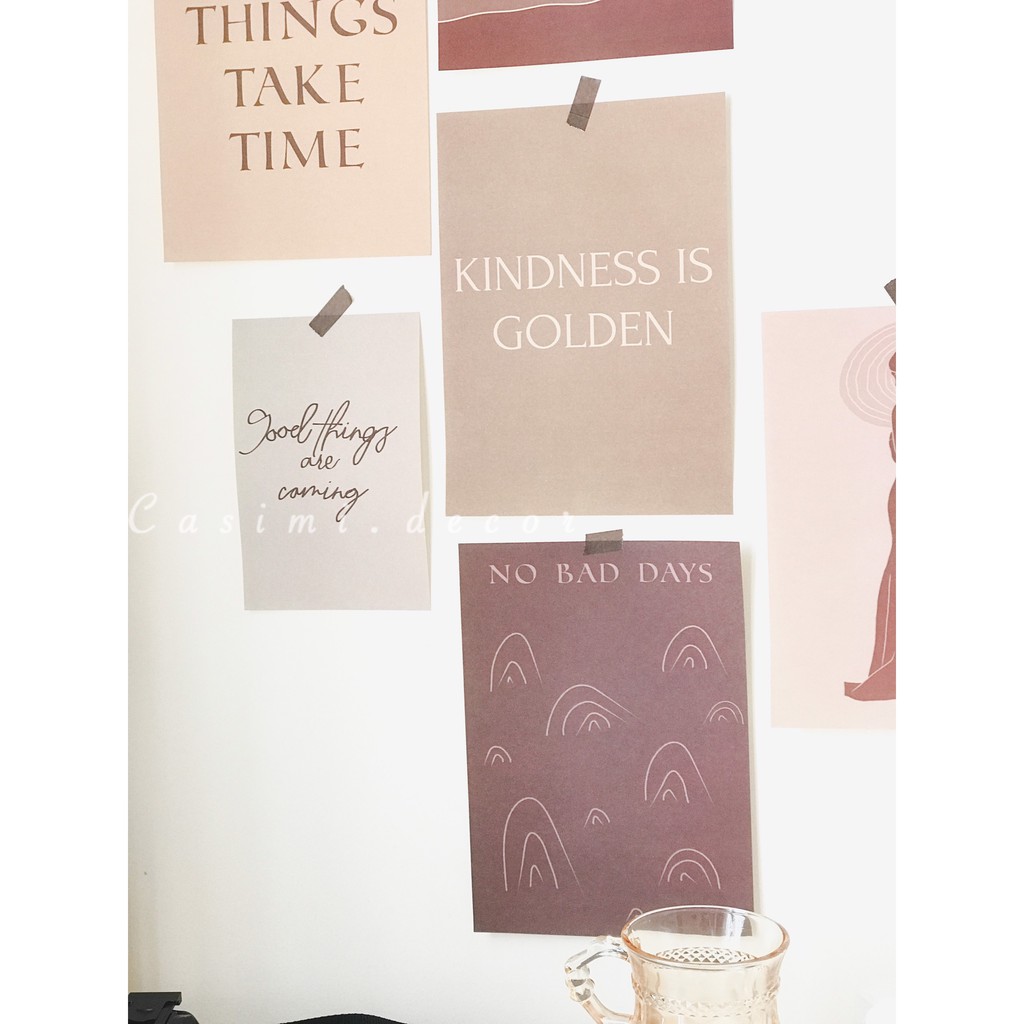 [FOLLOW US GIẢM 30K] Bìa ảnh giấy Minimalist QUOTES POSTCARD vintage trang trí bàn học, dán tường kiểu Hàn Casimi Decor