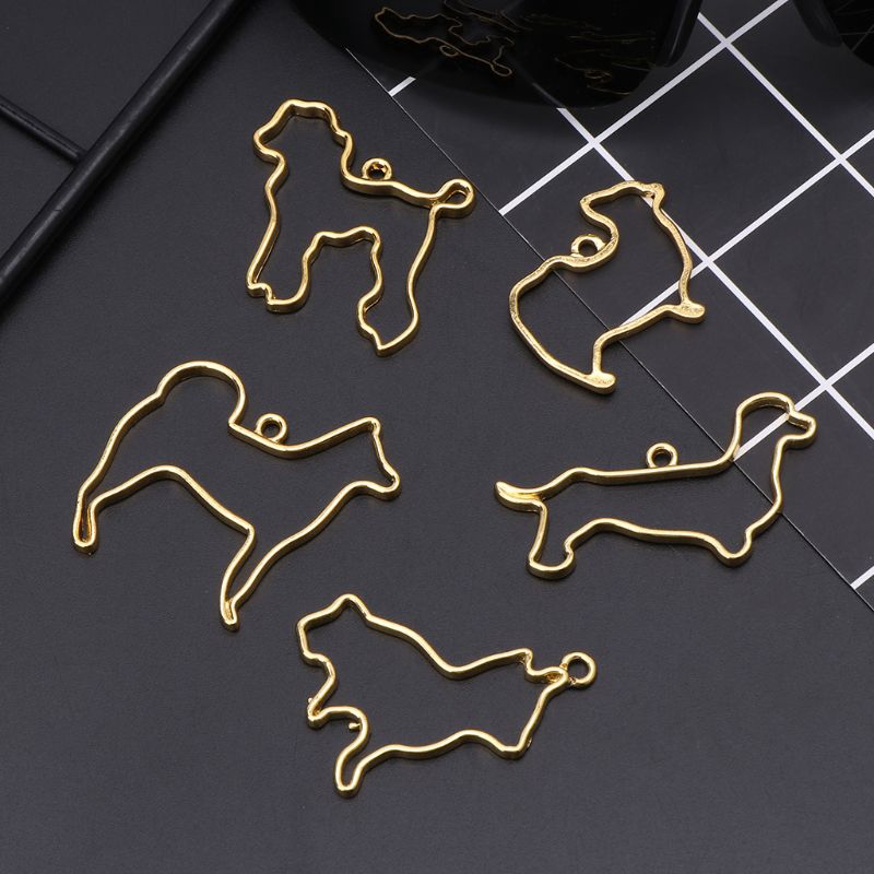 FLGO*5 Pcs/set Dog Animal Styling Crystal Epoxy Glue UV Resin Metal Border Color Retaining DIY Frame