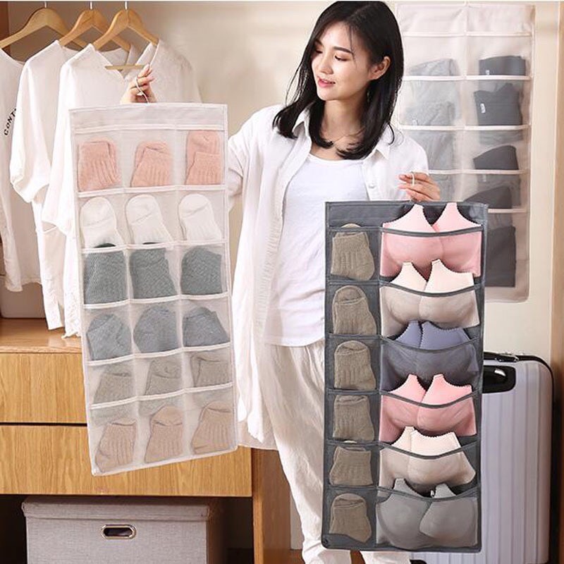 Túi vải treo đồ lót tất vớ 30 ngăn- Túi treo đồ tiện lợi- Túi treo đa năng 2 mặt-kt40x80cm