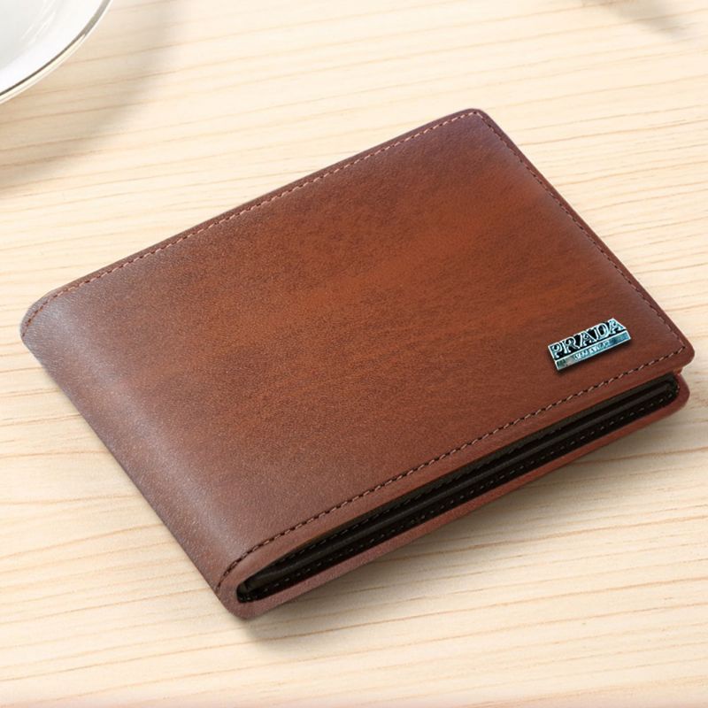 Ví Da Pu 6 Ngăn Đựng Thẻ Màu Trơn Thương Hiệu Prada Thời Trang Cho Nam PP09