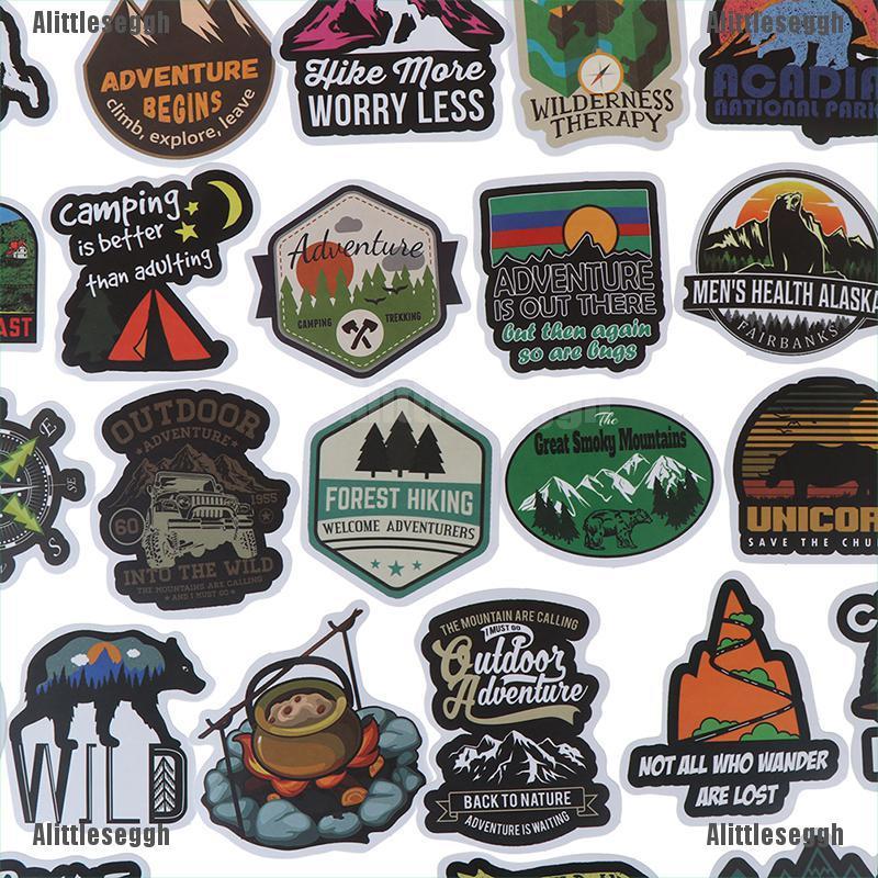 OUTDOOR ADVENTURE Bộ 50 Sticker Dán Trang Trí Hình Phong Cảnh