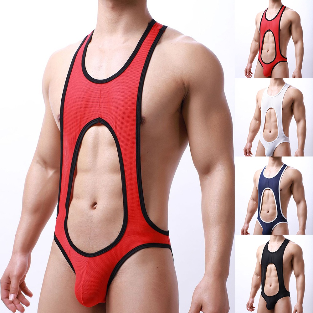 Sexy Men Jockstrap Boxer Leotard Underwear Wrestling Singlet Bodysuit Sportswear
