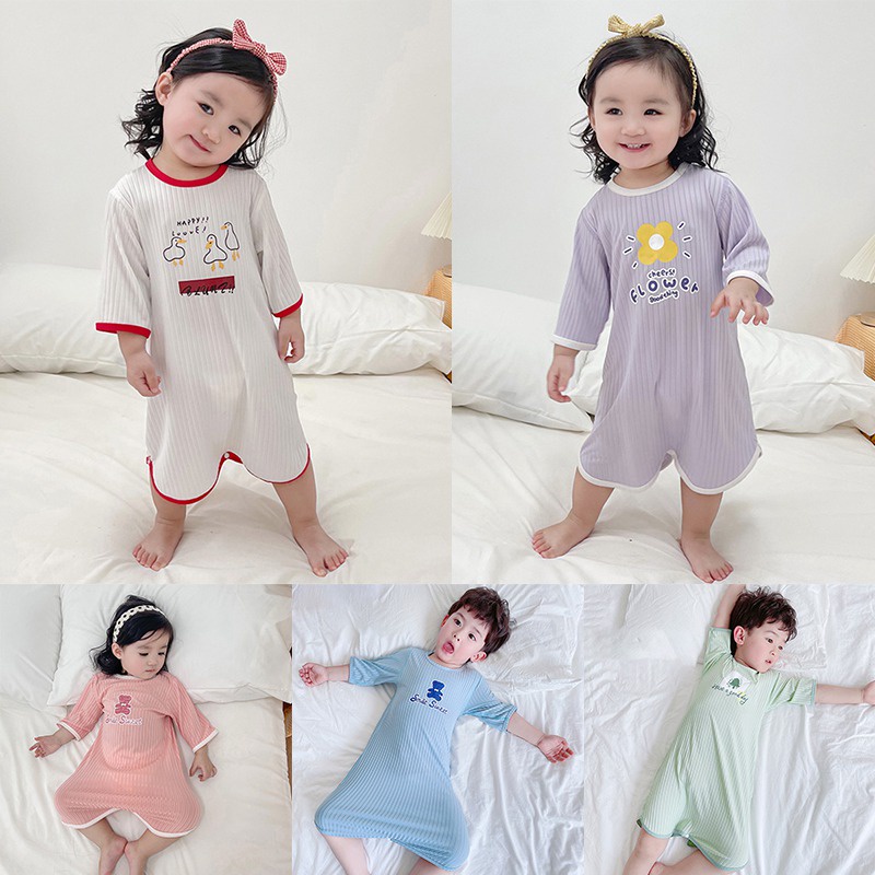 Đầm Ngủ Vải Lụa Lạnh Mỏng Thời Trang Xuân Hè Thông Dụng Cho Bé