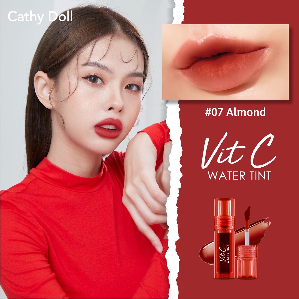 [Thailand +Tặng Hình Win] Son Tint Cathy Doll Vit C Water Tint Bền Màu Không Gây Khô Môi