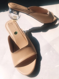 SIZE 33-43 Ảnh thật Mules Kem gót trong