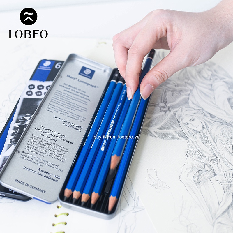 [LỖ STORE] Bộ 6 bút chì Staedtler Carbone Graphite MARS LUMOGRAPH