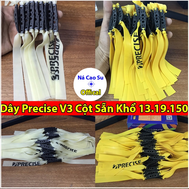 Dây Ná Cao Su Precise 0.65mm, 0.75mm Kéo Tới Má Khổ 13 x 19 x 150mm