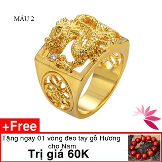 Nhẫn nam mạ vàng mặt rồng và khắc hán tự “QUÝ” MK217 - tặng vòng MK135 giá 60k