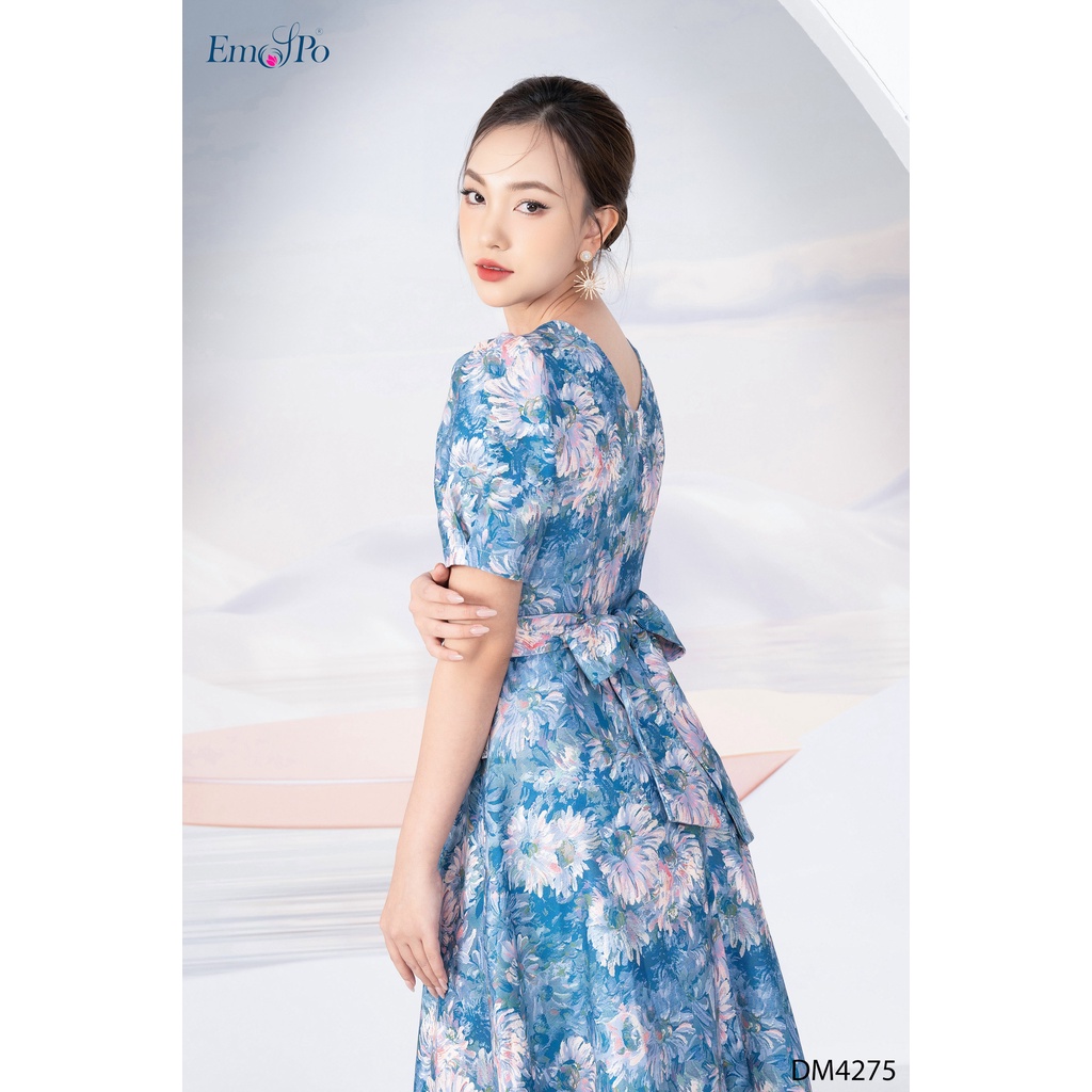 Đầm xòe cổ tròn tay bồng đai rời Emspo DM4275