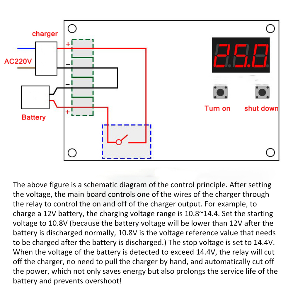 Bộ điều khiển sạc pin axit chì 12V 24V 48V XH-M604 6-60V