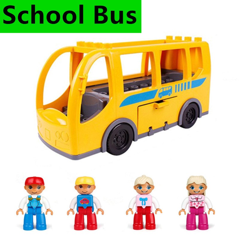 Đồ chơi lắp ghép GOROCK mô hình xe buýt trường học Duplo Diy
