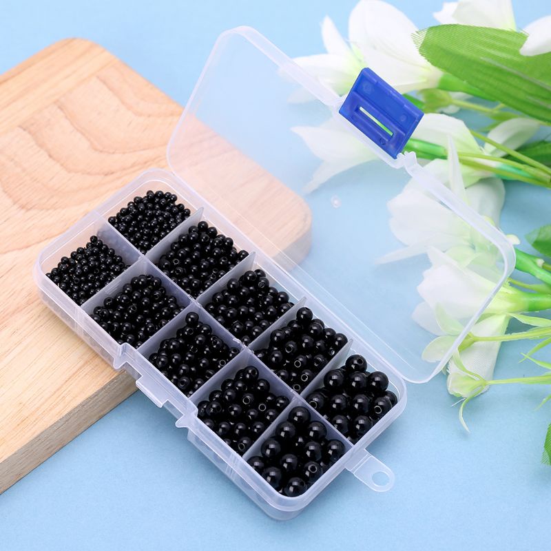 Bộ 1380 Hạt Nhựa Đen Đính Mắt Gấu Bông 3mm/4mm/5mm/6mm/8mm