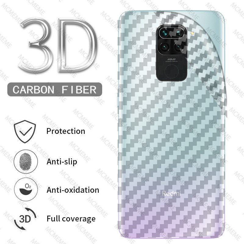 5 Miếng Dán Lưng Sợi Carbon 3D Cho Xiaomi Redmi 12 12C A2+ A1 10 10C 10A Note 12s 12 Pro