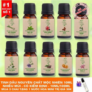 Tinh dầu đèn xông Mộc Nhiên Combo (10 Mùi) tặng vial tinh dầu nước hoa nguyên chất có kiểm định và Tem chống hàng giả.