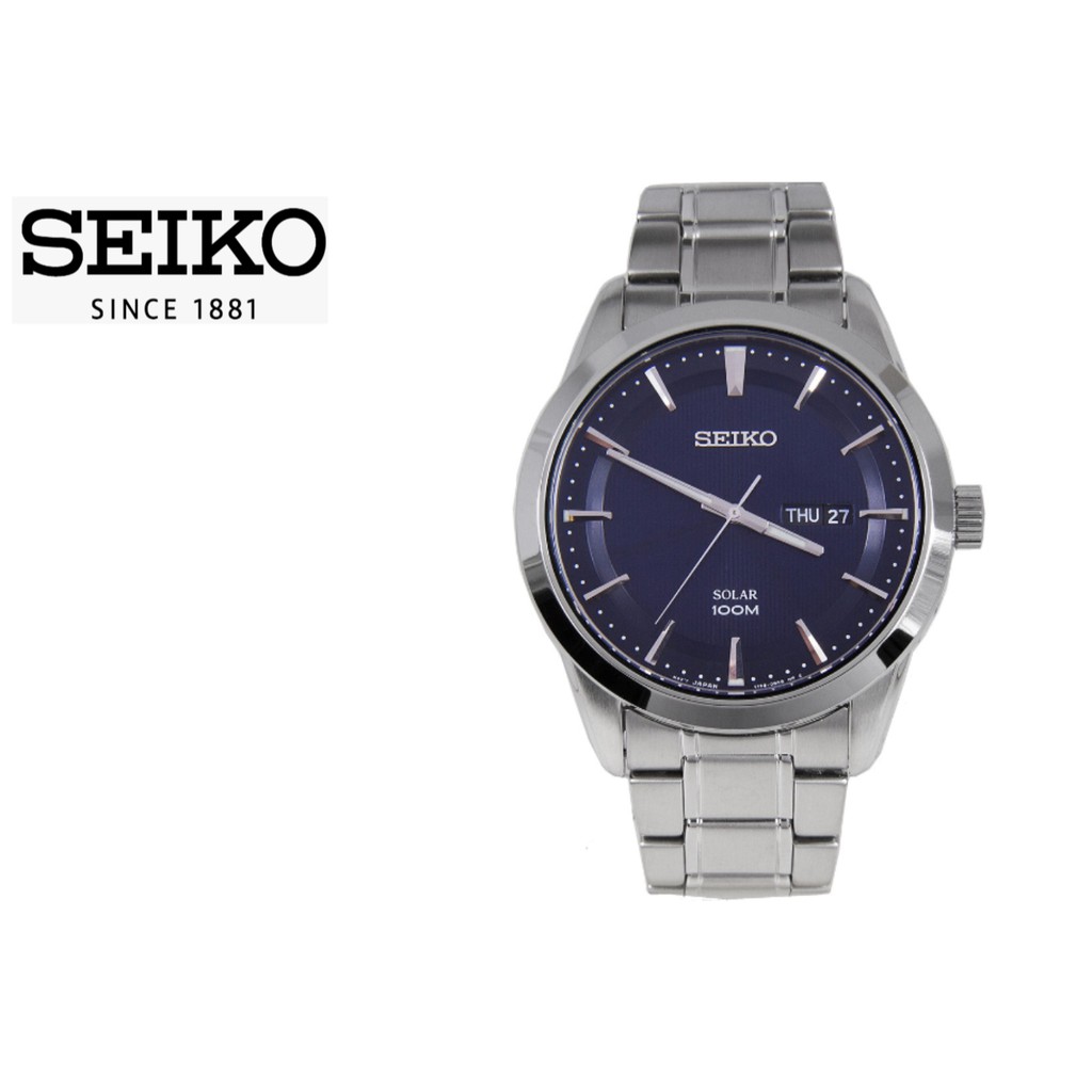 Đồng hồ Nam Seiko Solar SNE361P1S dây thép, mặt kính Hardlex Crystal , BẢ