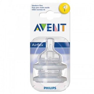 Bộ 2 chiếc núm ty thay thế Avent Silicone dành cho trẻ sơ sinh - 1 lỗ