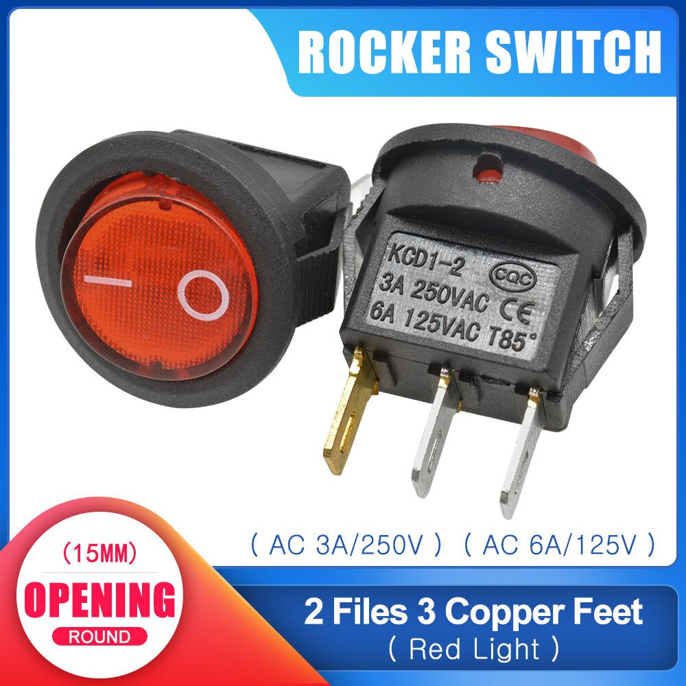 POWER Set 5 Công Tắc Tròn Kcd1 15mm 3 Pin 3a / 250v 6a / 125v Ac | BigBuy360 - bigbuy360.vn