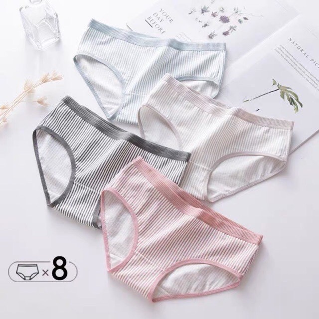 Quần lót nữ cotton kẻ siêu đẹp siêu xinh cho chị e từ 45 -&gt;60kg