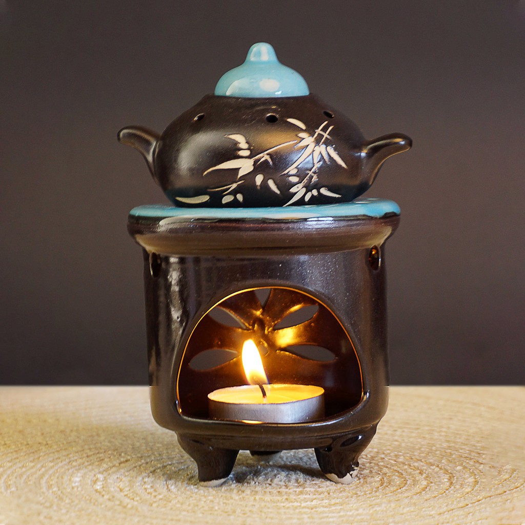 Đèn Xông Tinh Dầu Hình Ấm Bằng Nến Chân Rời Chất Liệu Gốm(Tặng Kèm Nến Tealight 10 Viên) MILAGANICS (Cái)