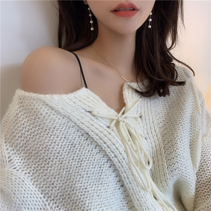 MANYUE Bông Tai Dài Đính Ngọc Trai Đơn Giản Thời Trang Hàn Quốc Cho Nữ