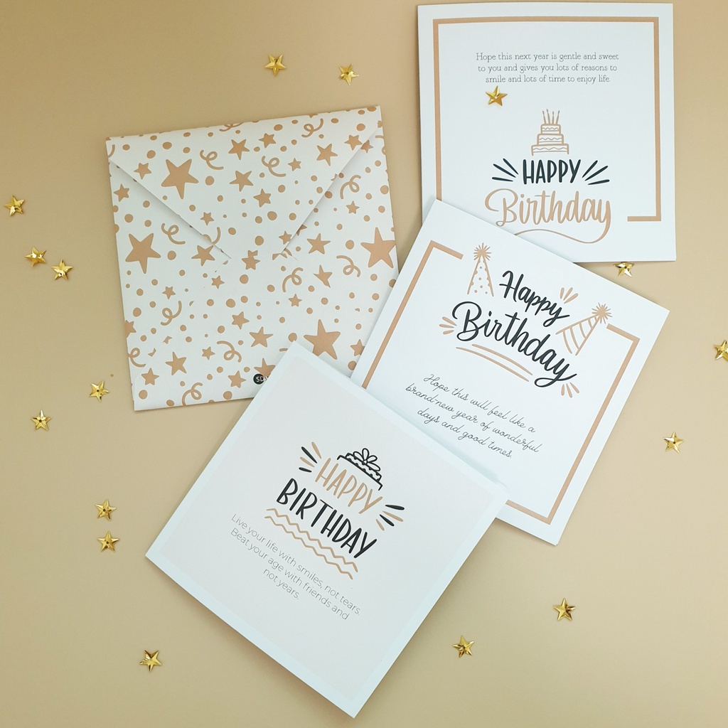 Thiệp chúc mừng sinh nhật 12x12 SDstationery SN2 STARRY họa tiết ngôi sao typography chữ viết tay đơn giản