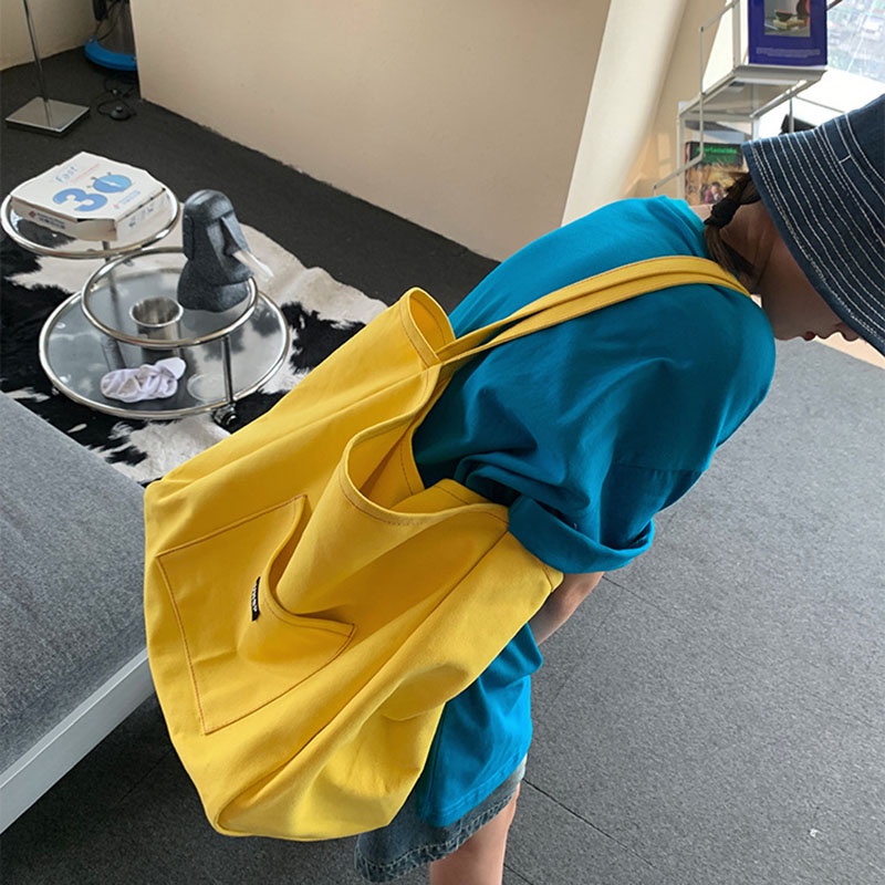 IELGY Túi Xách Vải canvas Màu Sắc Đơn Giản Sức Chứa Lớn Thời Trang Cho Nữ