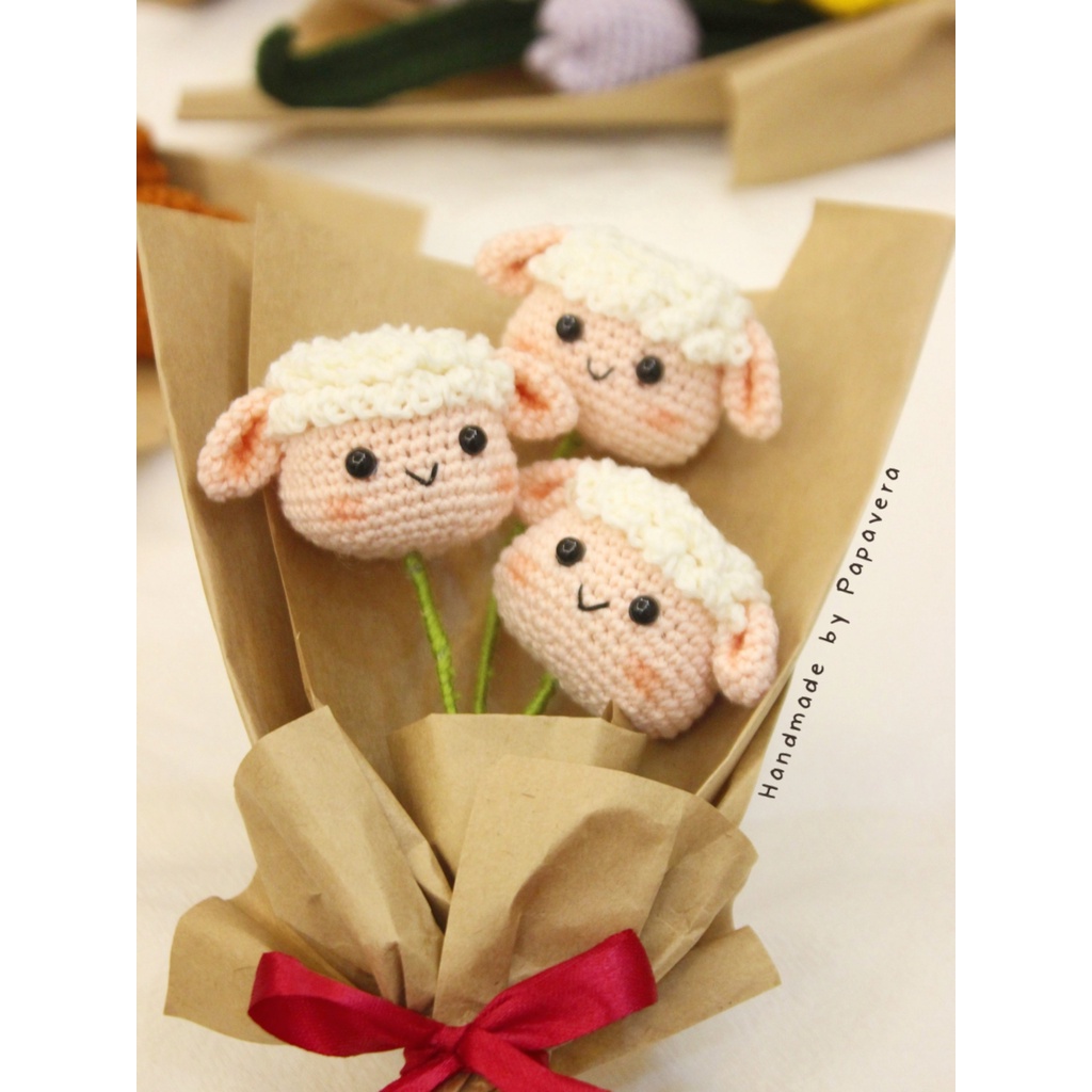 Bó hoa Cừu béo dễ thương kèm hộp xịn sò - Quà tặng 8/3, Valentine, sinh nhật handmade tặng người thương