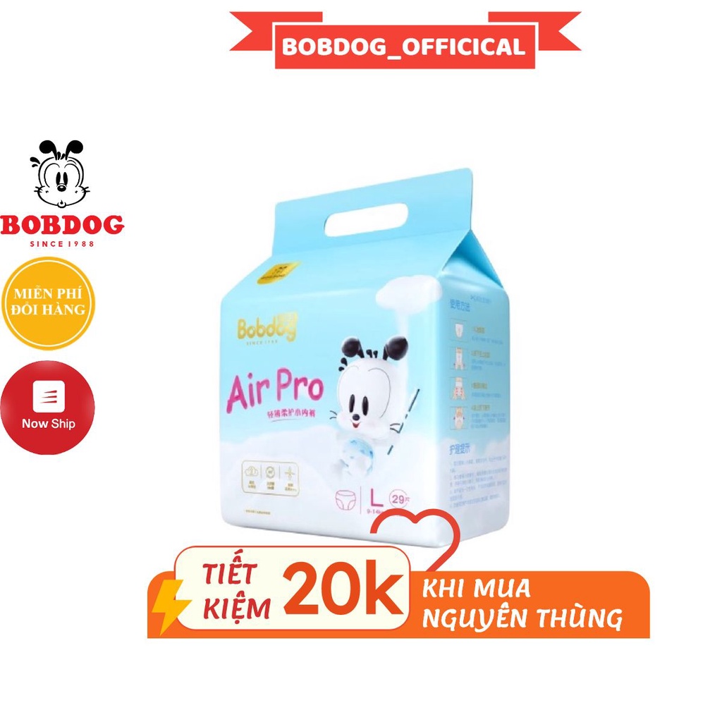 Bỉm Bobdog Air Pro dán/quần S34/M32/L30-M31/L29/XL27/XXL25 miếng